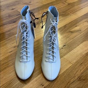 Brand new white leather booties